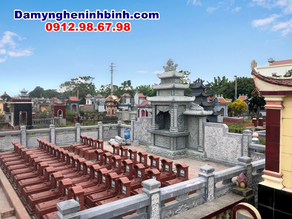 Lắp đặt khu lăng mộ đá dòng họ gia đình tại chùa keo, huyện vũ thư, tỉnh thái bình