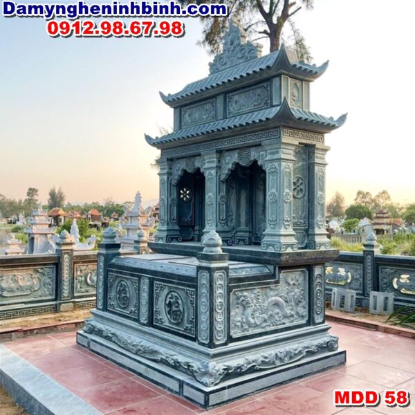 Mẫu mộ đôi đá đẹp xanh rêu mdd 58